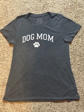 Modern Lux Charcoal 'Dog Mom' Graphic Tee with White Paw - #33